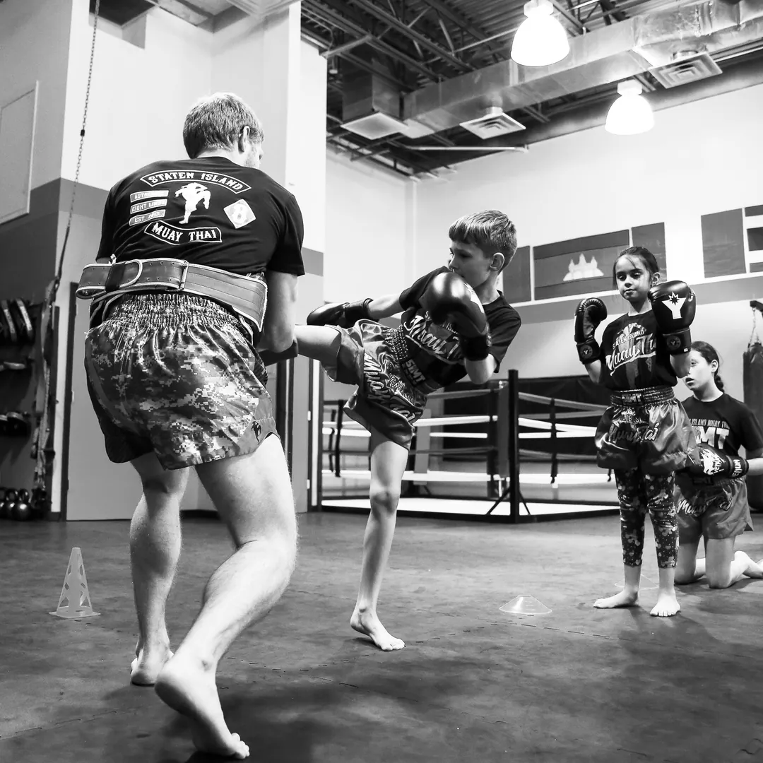Junior Muay Thai martial arts class for kids ages 8-11 at Legion Muay Thai gym