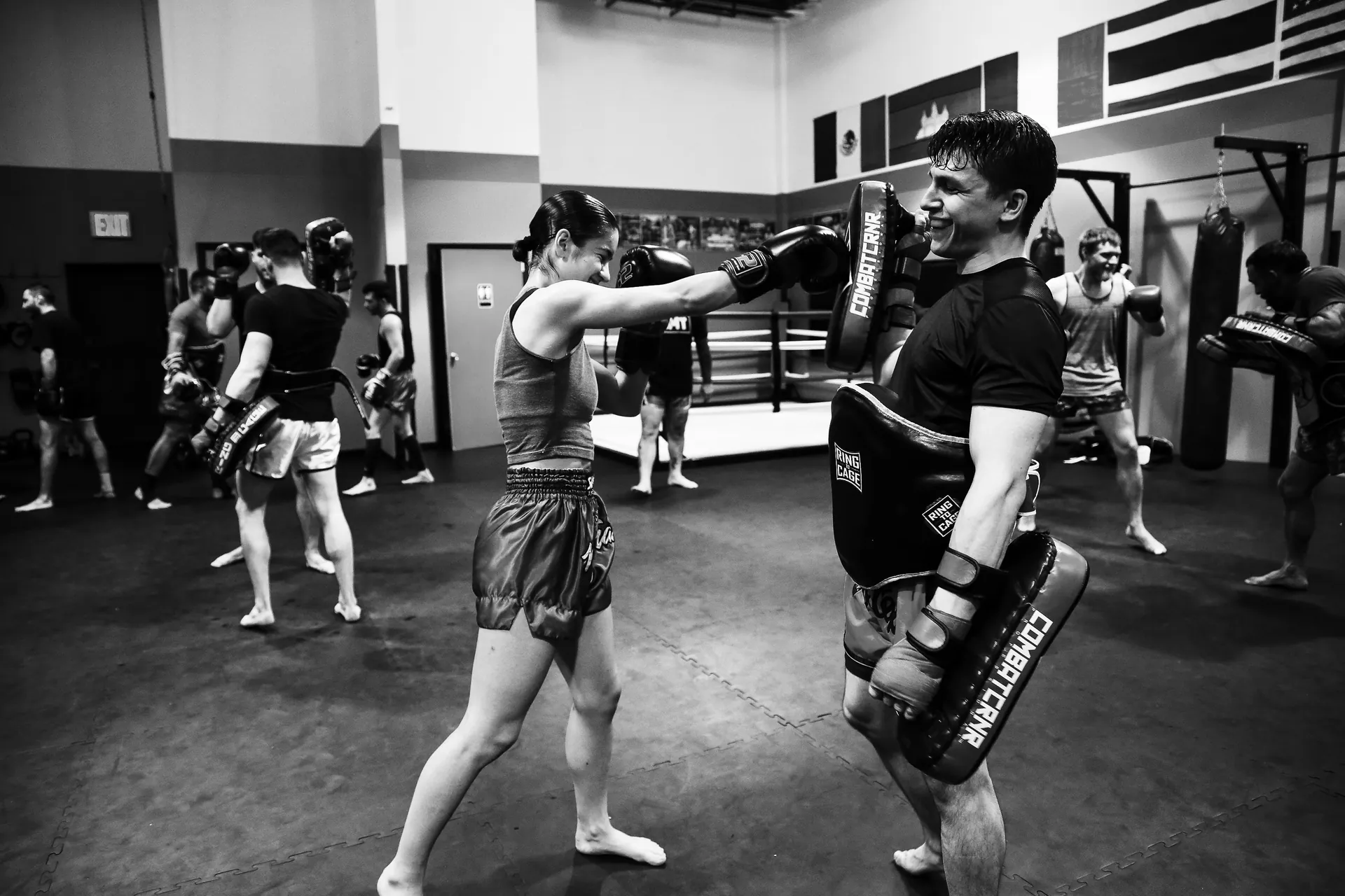 Adult Muay Thai fitness and self-defense classes for beginners and advanced students
